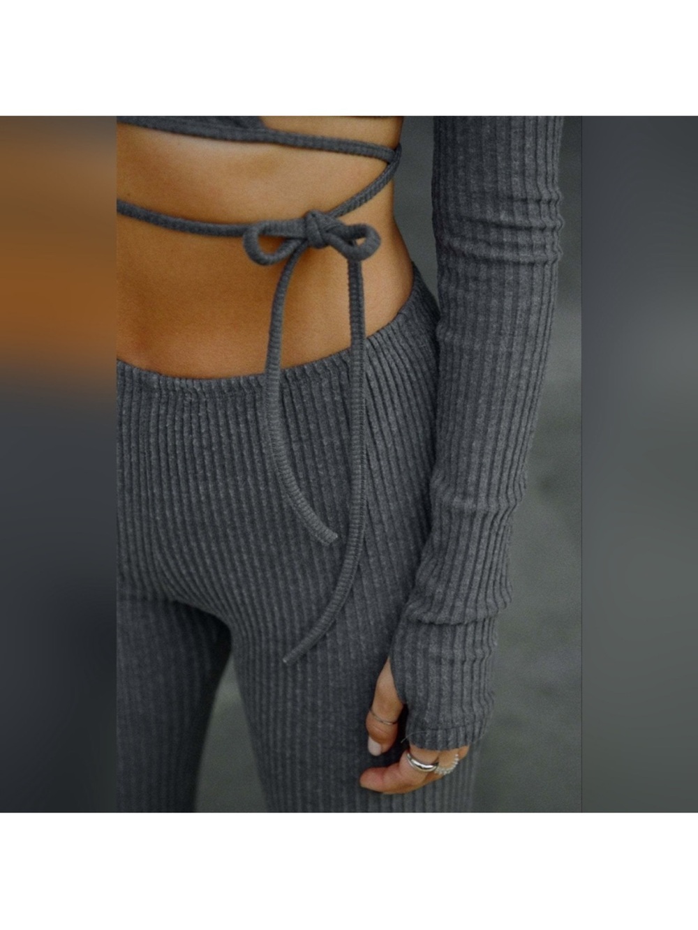 Joah Brown reversible luxe knit Top wrap cardigan Charcoal Grey S/M - Picture 13 of 13